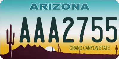 AZ license plate AAA2755