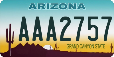 AZ license plate AAA2757