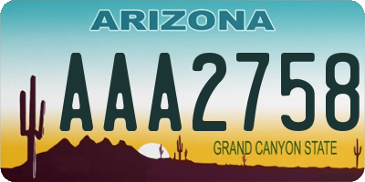 AZ license plate AAA2758