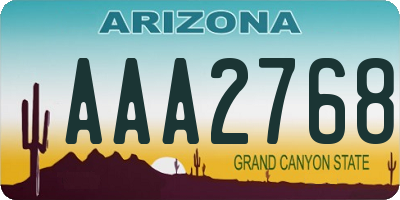 AZ license plate AAA2768