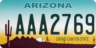 AZ license plate AAA2769