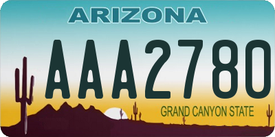 AZ license plate AAA2780