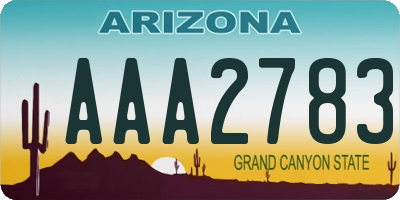 AZ license plate AAA2783