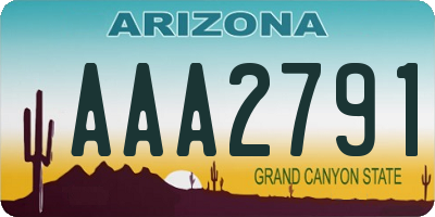 AZ license plate AAA2791