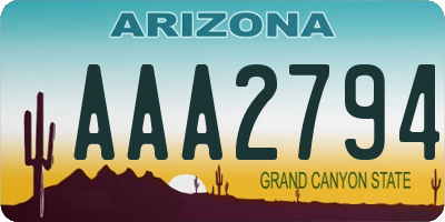 AZ license plate AAA2794