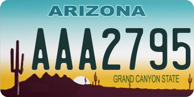 AZ license plate AAA2795