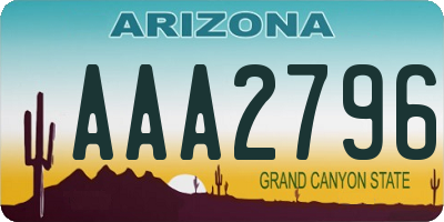AZ license plate AAA2796