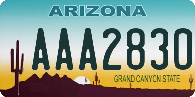 AZ license plate AAA2830