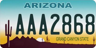 AZ license plate AAA2868