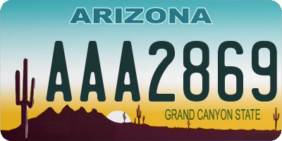 AZ license plate AAA2869