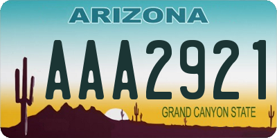 AZ license plate AAA2921