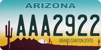 AZ license plate AAA2922