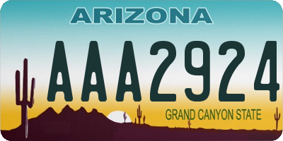 AZ license plate AAA2924