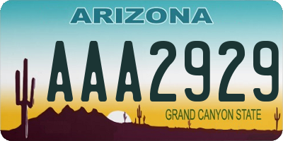 AZ license plate AAA2929