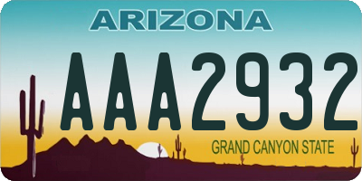 AZ license plate AAA2932