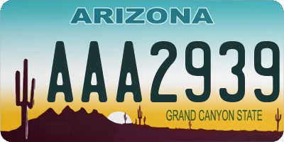 AZ license plate AAA2939