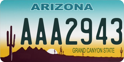 AZ license plate AAA2943