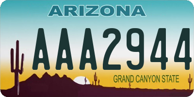 AZ license plate AAA2944