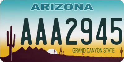 AZ license plate AAA2945