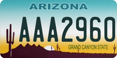 AZ license plate AAA2960