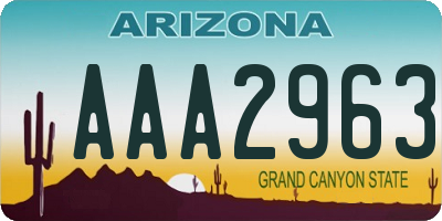 AZ license plate AAA2963