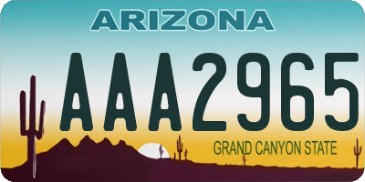 AZ license plate AAA2965