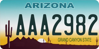 AZ license plate AAA2982