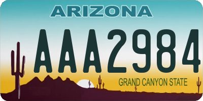 AZ license plate AAA2984