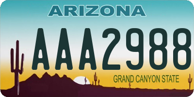 AZ license plate AAA2988