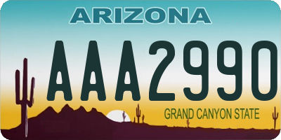 AZ license plate AAA2990