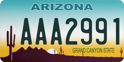 AZ license plate AAA2991