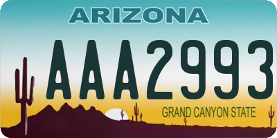 AZ license plate AAA2993