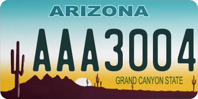 AZ license plate AAA3004