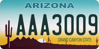 AZ license plate AAA3009