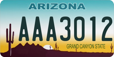 AZ license plate AAA3012