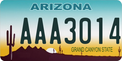 AZ license plate AAA3014