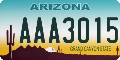 AZ license plate AAA3015