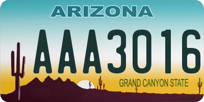 AZ license plate AAA3016