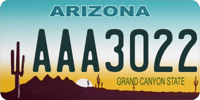 AZ license plate AAA3022