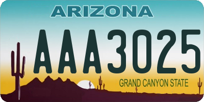 AZ license plate AAA3025