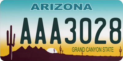 AZ license plate AAA3028