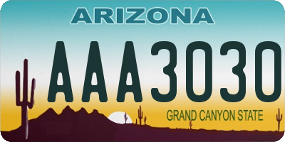 AZ license plate AAA3030