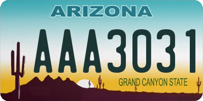 AZ license plate AAA3031