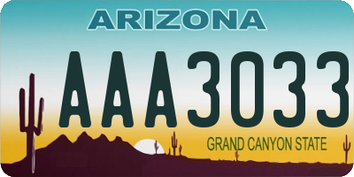 AZ license plate AAA3033