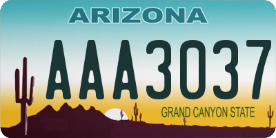 AZ license plate AAA3037