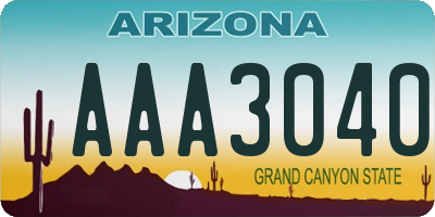 AZ license plate AAA3040