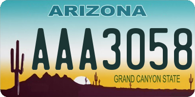 AZ license plate AAA3058