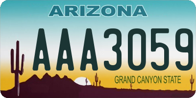 AZ license plate AAA3059
