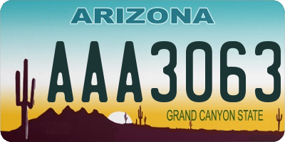 AZ license plate AAA3063