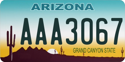 AZ license plate AAA3067